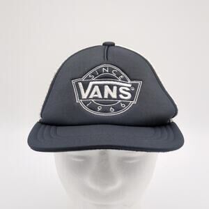 Vans Hat Cap Snap Back Mens One Size VTG Gray Trucker Since 1966 Embroidered